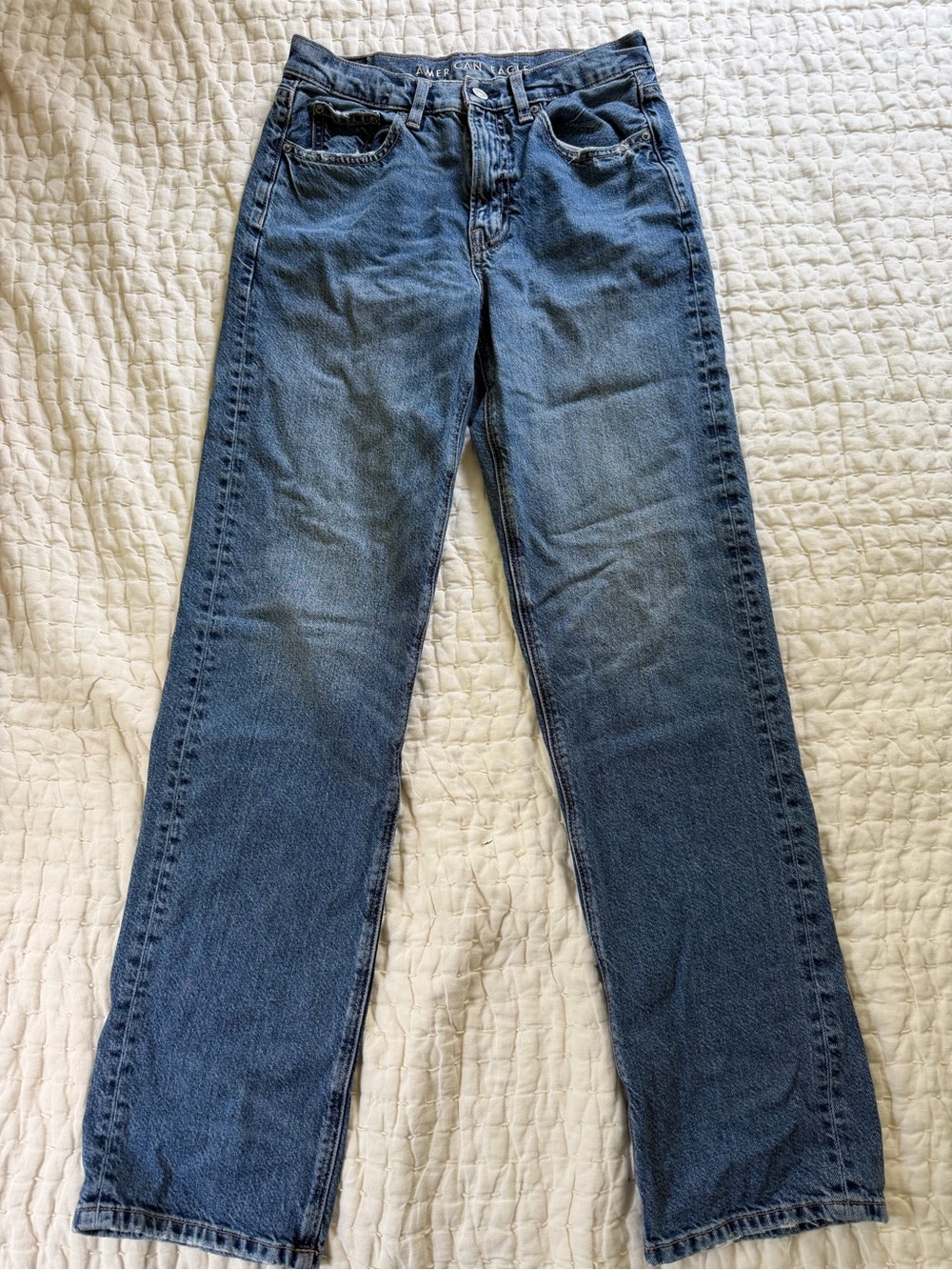 Low Rise Straight-Leg Blue Jeans